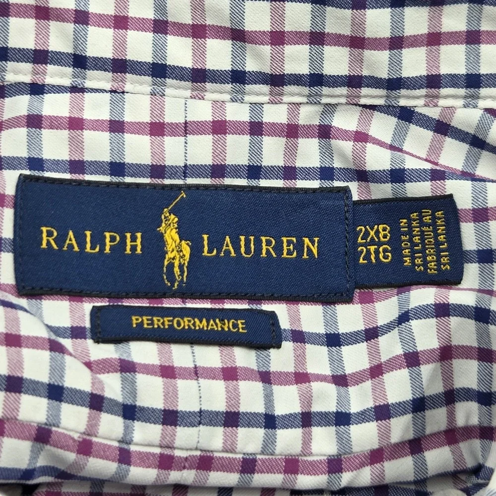 Polo Ralph Lauren Mens Performance Button Down Shirt Men's 2XB Multicolor Check